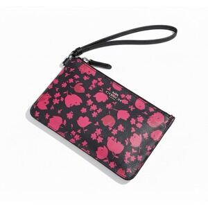 Coach Corner Zip Wristlet Purse, Prairie‎ Calico Midnight Pink Floral Print